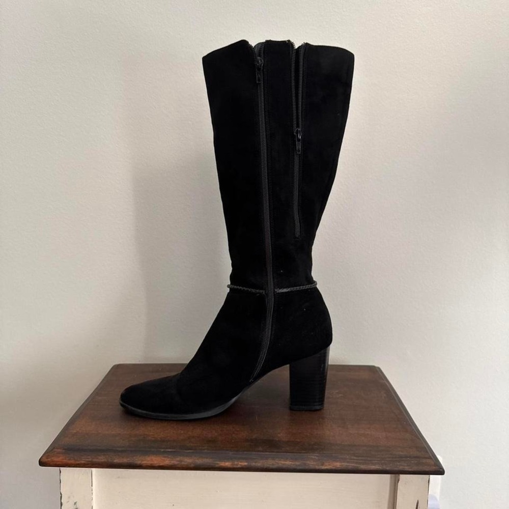 Black Faux Suede‎ Boot Knee High Size 10 - Picture 3 of 7